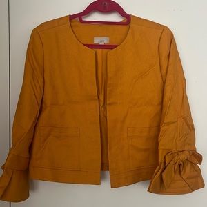 Yellow LOFT Blazer with flared and bow detailing on sleeves